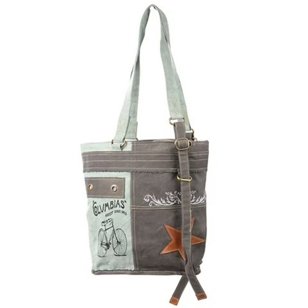 Clea‎ Ray Grey And Aqua Columbias Canvas Tote